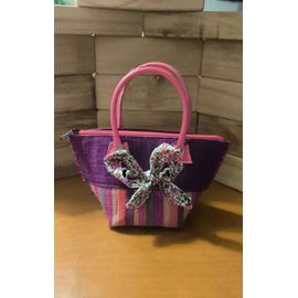 Petit panier rose et violet avec noeud fleur