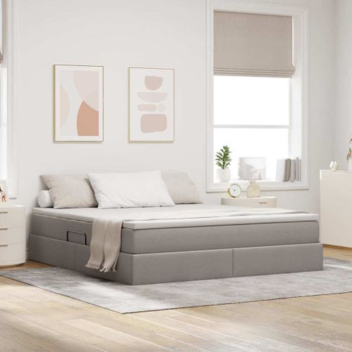 vidaXL Lit avec rangement et matelas Taupe 160 x 200 cm Polyester