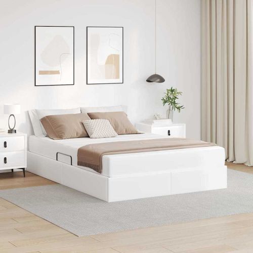 vidaXL Lit avec rangement et matelas avec matelas Blanc 140 x 190 cm