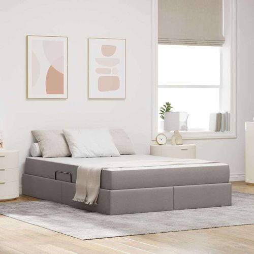 vidaXL Lit avec rangement et matelas Taupe 140 x 190 cm Polyester