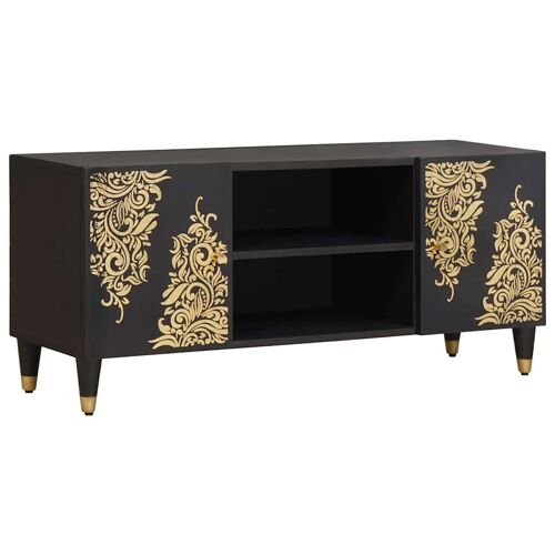 vidaXL Meuble TV Noir 105 x 33 x 46 cm Bois de mangue massif