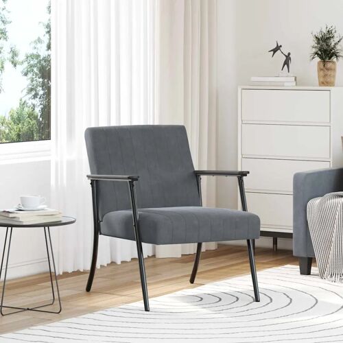 vidaXL fauteuil Gris foncé 59 x 75 x 78 cm Velours