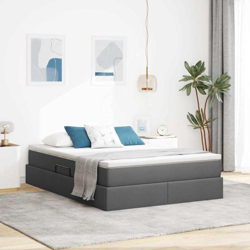 vidaXL Lit avec rangement et matelas Gris foncé 140 x 190 cm Polyester