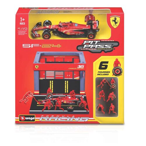 Véhicules miniatures Die Cast 1/43 Formule 1 Pit Stop - Ferrari SF 2024 + 1 Formule 1 #Leclerc