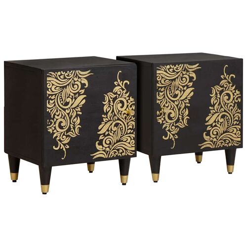 vidaXL Cabinet de chevet avec porte 2 pcs Noir 40 x 33 x 46 cm