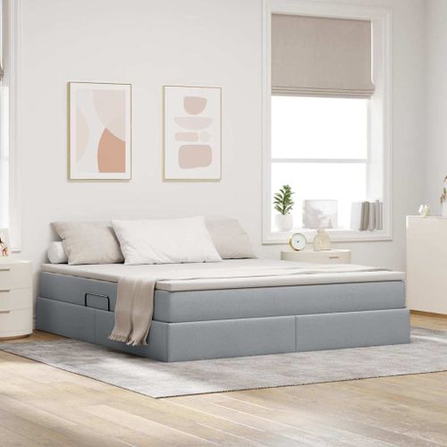 vidaXL Lit avec rangement et matelas Gris clair 160 x 200 cm Polyester