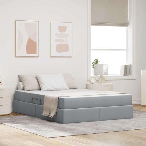 vidaXL Lit avec rangement et matelas Gris clair 140 x 200 cm Polyester
