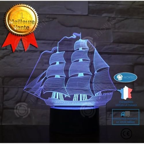 Veilleuse - Inn - Nouveau Bateau À Voile 3d - Led Tactile - Multicolore - 0,5 W