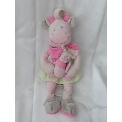 Doudou Peluche Musical Vache Bandana Rose Robe Vert Fleur Papillon Nicotoy