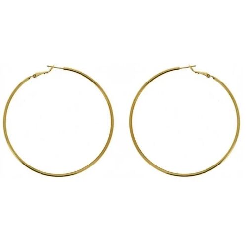 Boucles D'oreilles - Bijouxia - Créoles Plaqué Or 18 Carats - 8cm - Qualité Bijouterie - Neuf