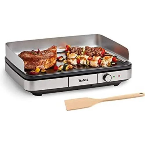 Tefal Plancha Electrique Maxi Plancha XXL 10/12 Personnes Plancha Intérieur et Extérieur Inox CB690D12