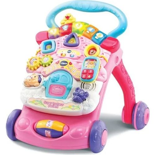 Trotteur Parlant 2 En 1 Vtech - Super Trotteur - Rose Pour Bébé De 9 À 36 Mois