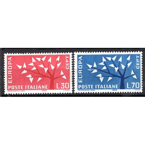 Italie 1962 Paire Europa 30 L Rouge Et 70 L Bleu  Yvert N° 873-74 Neuf**