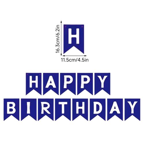 1 Ensemble De Bannières Bleues Avec Lettrage Joyeux Anniversaire, Fournitures De Décoration Pour La Maison, Fête D'anniversaire 1set