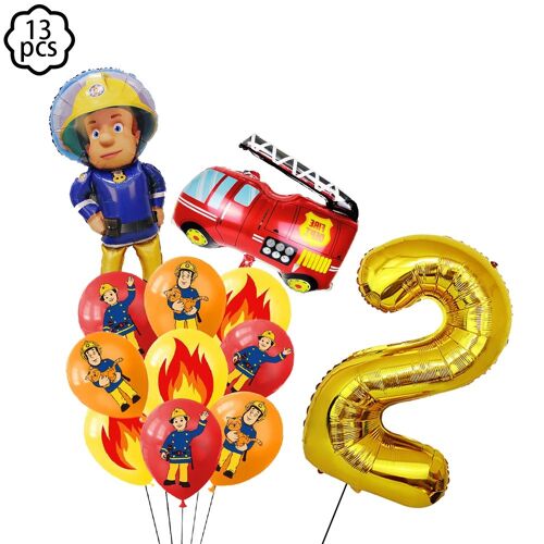 Camion de pompier pompier Sam fête ballon bannière gâteau décor camion de pompier ballon enfants pompier pompier Sam fête d'anniversaire décoration