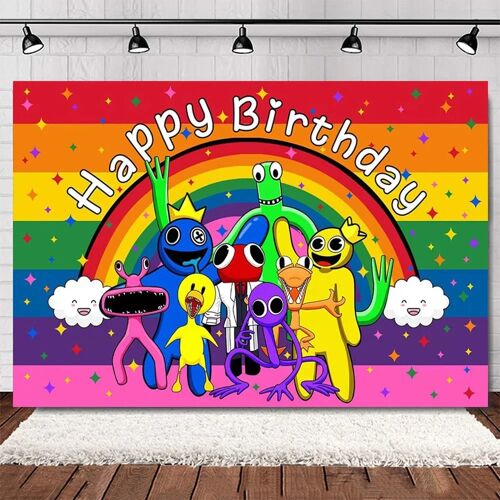 Cartoon Birthday Rainbow Friends Decoration Background Children's Birthday Party Baby Shower Decoration Supplies PhotoBackground