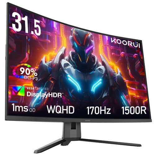 KOORUI G3221SC Écran PC Jeu - 31.5" QHD Fréquence Rafraîchissement 170Hz Panneau VA Angle de vision 178° - Noir
