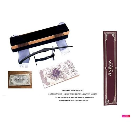 Baguette Harry Potter : Bellatrix Métal/Résine+Boite+2 Cartes Support Baguette