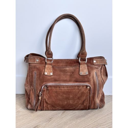 Sac daim marron modèle Rodéo Longchamp