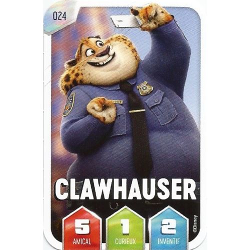 Carte La Magie De Disney. Leclerc 2025. Zootopie. Clawhauser N° 024