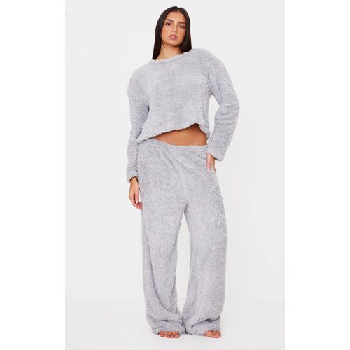 Femme Pantalon De Pyjama Large En Polaire Douce Grise | Taille Large