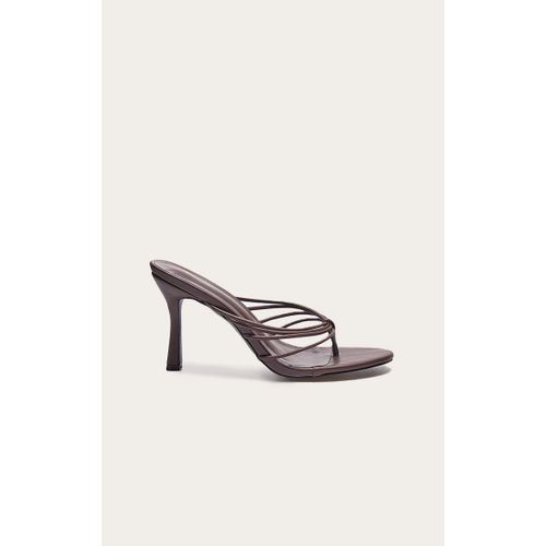 Mules Rondes Style Tongs En Pu Chocolat Brides Et Talon Moyen