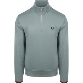 Fred Perry Pull Demi-Zip Bleu Vert Taille L
