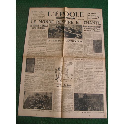 Ww2 France Journal Francais " L'Époque 9 Mai 1945 " Époque Armistice J+1 (39-45) Be