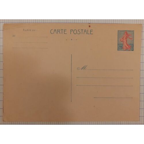 Carte Postale Pré-Timbrée Semeuse 20c