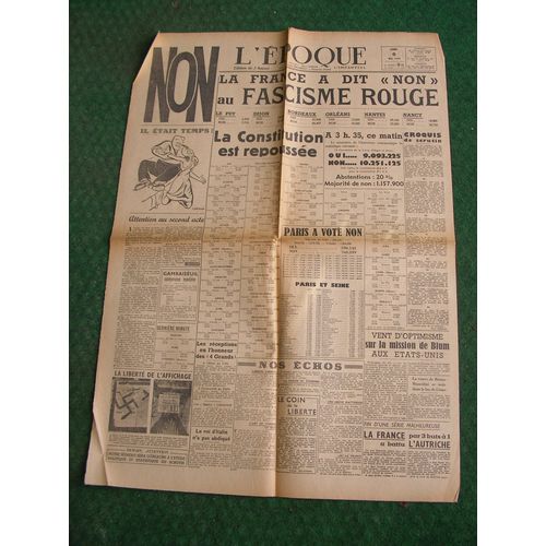 Ww2 France Journal Francais " L'Époque 6 Mai 1946 " Époque Armistice A+1 (39-45)
