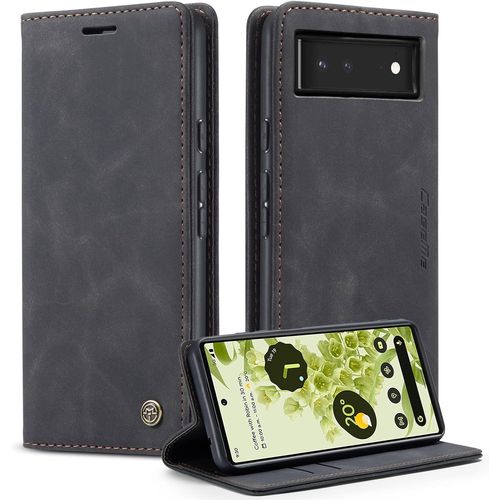 Coque Pour Google Pixel 6 Clapet Case En Cuir Pochette Protection Portefeuille Rabat Etui Premium Housse Porte Carte Magnétique Étui Pour Google Pixel 6, Noir