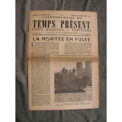 Ww2 France Journal Francais " Temps Présent 1 Septembre 1944 " Époque Libération Paris (39-45)