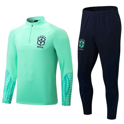 Survêtement Football Brésil Vert ¿ Ensemble Manches Longues Respirant Homme Enfant Fans