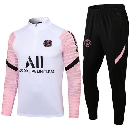 Survêtement Paris Football Adulte ¿ Ensemble Jersey Blanc À Rayures Roses Manches Longues