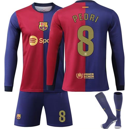 Maillot Domicile Barcelona 24/25 · Pedri #8 · Jersey Football Manches Longues