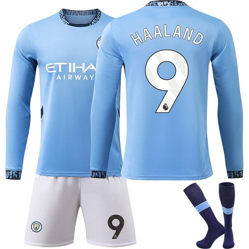 Maillot Domicile Manchester City 24/25 · Haaland #9 · Jersey Football Manches Longues