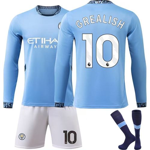 Maillot Domicile Manchester City 24/25 · Grealish #10 · Jersey Football Manches Longues