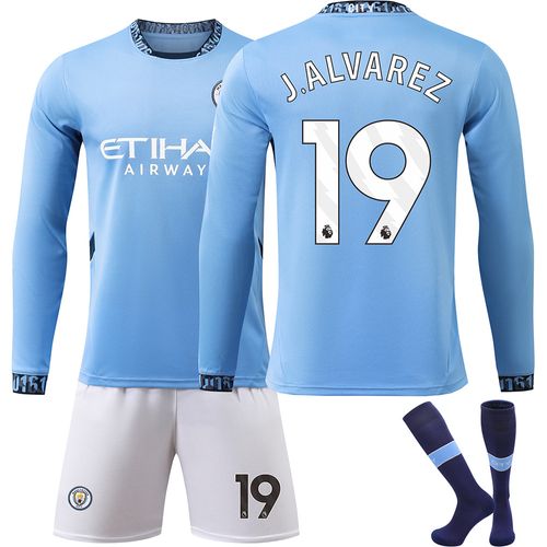 Maillot Domicile Manchester City 24/25 · J. Álvarez #19 · Jersey Football Manches Longues