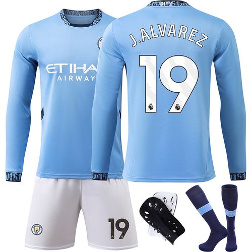 Maillot Manchester City 24/25 · J. Álvarez #19 · Jersey Football Manches Longues Avec Genouillères