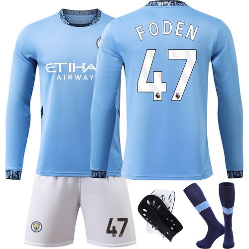 Maillot Manchester City 24/25 · Foden #47 · Jersey Football Manches Longues Avec Genouillères
