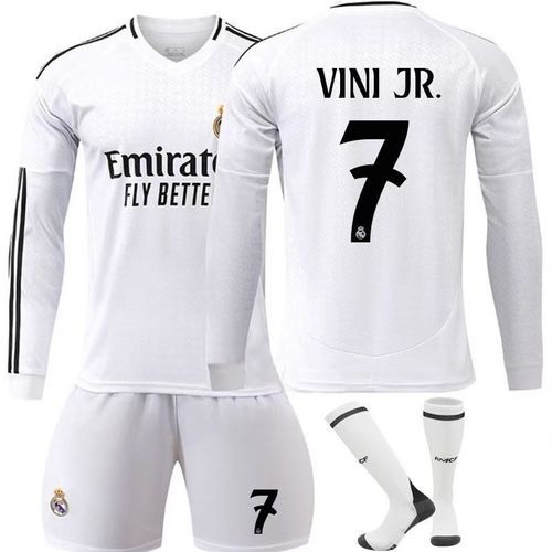 Maillot Domicile Real Madrid 24/25 · Vinícius Jr #7 · Jersey Football Manches Longues