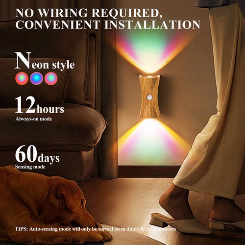 Corps Humain Induction Led Ambiance Lumière Néon - Couleur De Grain De Bois