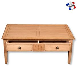 Table basse en chêne massif avec 1 tiroir - 100 cm
