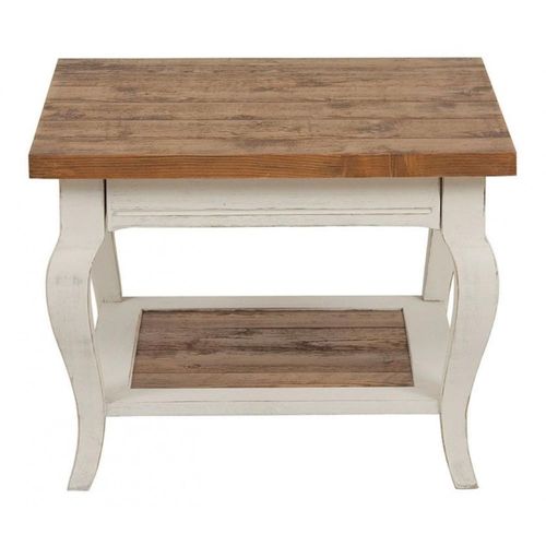 Bout de canapé en bois marron et blanc