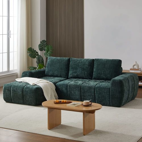 Canapé d'angle en tissu 4 places vert