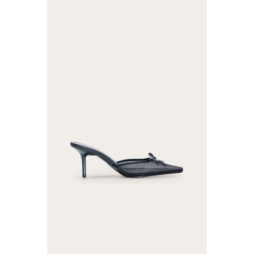 Mules En Mesh Noir Noeud