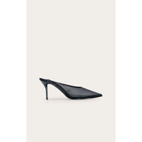 Mules En Mesh Noir Talon