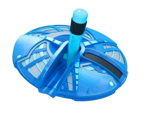 TOUPIE LUMINEUSE ELECTRONIQUE BLEU AZUR LED 3 MODES JEU  INTEGRES 4 POINTS CARDINAUX NOMBRE TOUR BOUSOLE LUMIERE ROTATIF SYSTEM ADRESSE ROTATION VITESSE LOOK FUTURISTE ITOP ELITE TRINITY BLADE ENFANT