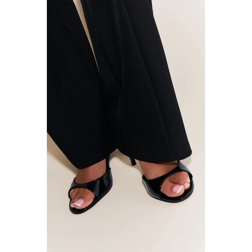 Sandales Rondes Vernies Noires Talon Et Brides Fines