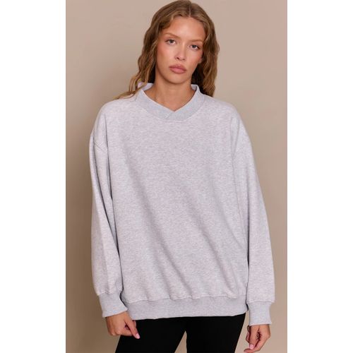 Femme Sweat En Coton Polaire Gris Cendré À Col Croisé Devant | Taille Large